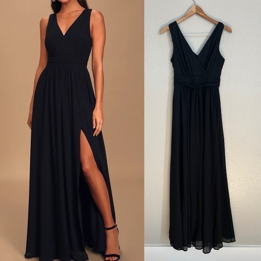 NWOT Thoughts of Hue Black Surplice Maxi Dress